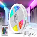 Produktbild: B.K.Licht - LED Strip 5m mit Fernbedienung, buntes RGB Licht, dimmbar, Farbwechsel, LED Streifen, Leiste, Zimmer deko, Gaming Deko, Band, Lichtleiste, Lichtband, 500 x 1 x 3 cm, Weiß