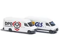 Produktbild: Busch 8308 - Lieferwagenset Mercedes Sprinter Paketdienst DPD & GLS - Spur N