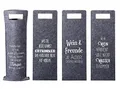 Produktbild: Unbekannt 4 Flaschentüten für Wein aus Filz mit Spruch 41 x 14,5 cm in Grau Geschenktasche