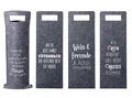 Produktbild: 4 x Flaschentüte mit Tragegriff mit Spruch Filz Geschenktasche Wein Tasche Grau