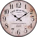 Produktbild: LB H&F Vintage Wanduhr lautlos ohne tickgeräusche Küchenuhr Lilienburg antik Shabby Chic Design Wand Cafe mit lautlosem Uhrwerk - KEIN Ticken