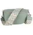Produktbild: MIRROSI® Bauchtasche Damen, Echtleder, Made in Italy, Umhängetasche, Brusttasche, Crossbody Bag (1 Tasche & 2 Gurte) (Mint (Bohemian Mint Beige), Große Tasche (28x18x9cm))