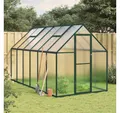 Produktbild: vidaXL Gewächshaus, Gewächshaus mit Fundamentrahmen Grün 334x169x195 cm Aluminimum
