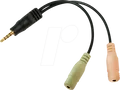 Produktbild: LOGILINK CA0021 - 3,5 mm Klinken Stecker auf 2x 3,5 mm Buchse 4-pol