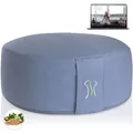 Produktbild: BACKLAXX ® Yoga Kissen, Meditationskissen XL 35cm [30% mehr Sitzfläche], 15cm hoch mit Buchweizenfüllung, perfektes Meditation Zubehör, Yogakissen rund inkl. Videokurs - Pouf Sitzkissen Boden