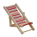 Produktbild: Melody Jane Puppenhaus Miniatur Holz Rosa und Rot Streifen Klappbarer Liegestuhl