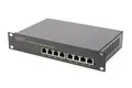Produktbild: DIGITUS Gigabit Ethernet PoE+ Switch - 10 Zoll - 8 Ports - Unmanaged - IEEE 802.3at - 96 Watt Powerbudget - Schwarz
