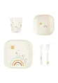 Produktbild: Sterntaler Geschirrset Ente Edda Lou ecru, 5er Set für Jungen und Mädchen bestehend aus Trinkbecher, eckigem Teller, eckiger Breischale und Löffel und Gabel