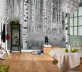 Produktbild: Wald Fototapete 368x248 CM Schwarz und Weiß Schlafzimmer Wohnzimmer Wandsticker