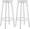 Produktbild: WOLTU 2er-Set Barhocker Barstuhl Bistrohocker Tresenhocker runde Sitzfläche aus MDF Gestell aus Metall Weiß