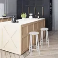 Produktbild: Woltu Barhocker 2er-set Bistrohocker Tresenhocker Barstuhl Aus Mdf & Metall, Runde Sitzfläche, Weiß