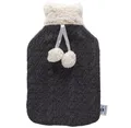 Produktbild: Axion Wärmflasche mit Bezug, Farbe anthrazit / weiß, 33 x 20 cm, Plüsch, ca. 2 Ltr., 100% Naturgummi