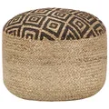 Produktbild: vidaXL Sitzpuff Pouf Puff Sitzpouf Sitzkissen Sitzhocker Fußhocker Hocker Fußbank Ottoman Fußbank Fußschemel Handgefertigt Schwarz 45x30cm Jute