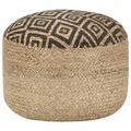 Produktbild: Handgefertigter Sitzpuff Schwarz 45 x 30 cm Jute