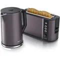 Produktbild: Arendo 2-teiliges Frühstücks-Set, 1,5L Edelstahl Wasserkocher, 2-Scheiben Langschlitz Toaster, Grau