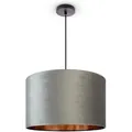 Produktbild: Paco Home - Pendelleuchte Stehleuchte Dreibein Wohnzimmer Lampenschirm Velours Unifarben E27 Pendelleuchte - Schwarz, Grau Kupfer (Ø45.5 cm)
