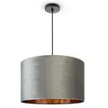 Produktbild: Paco Home Pendelleuchte Stehleuchte Dreibein Wohnzimmer Lampenschirm Velours Unifarben Deko Vintage Samt E27 Textilkabel, Farbe:Grau Kupfer (Ø45.5 cm), Leuchtenart/Farbe:Pendelleuchte - Schwarz