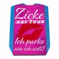 Produktbild: Zicke auf Tour Parkscheibe mit Kussmund Motiv und 2 Einkaufswagenchips