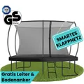 Produktbild: Zero Gravity Trampolin 366x244 cm inkl. Leiter & 4 Bodenanker / Schneller Auf- und Abbau dank smartem Klappnetz / Max. 130 kg / Ultima 5 Black-Edition