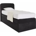 Produktbild: Boxspringbett, schwarz, B:105cm L:212cm, Box und Kopfteil: Microvelours (100% Polyester) oder Kunstleder (Polyurethan);Bezug der Obermatratze: 100% Polyester, WESTFALIA SCHLAFKOMFORT, Komplettbetten, Boxspringbett, wahlweise mit Bettkasten