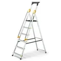 Produktbild: Drabest | Leiter - 6 Stufen, Tragfähigkeit 150kg - Leiter mit Handläufen, Alu Leiter, Anti-Rutsch-Füße, Trittleiter, Klappleiter