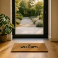 Produktbild: Astra Fussmatte aussen rutschfest - Schmutzfangmatte wetterfest - Outdoor Türmatte für Eingangsbereich - Schmutzabweisende Fußmatte Welcome 45x75 cm Natur