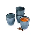 Produktbild: Sänger | Tasse ohne Henkel Darwin 4 tlg, Kaffee Gläser 4 Personen, Steingut Kaffee Becher, Kaffeebecher ohne Henkel Handmade, Mokka Tassen Set, Kaffeebecher Set Blau 300 ml | PREMIUM COLLECTION