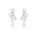 Produktbild: Swarovski Matrix Drop-Ohrhänger, Weiße, Rhodinierte Ohrringe mit Strahlenden Swarovski Kristallen in Verschiedenen Schliffen