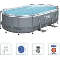 Produktbild: Aufstellpool Bestway Power Steel Frame Pool oval 427 x 250 x 100 cm grau mit Filterpumpe