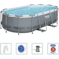Produktbild: Aufstellpool Bestway Power Steel Frame Pool Oval 427 X 250 X 100 Cm Grau Mit Filterpumpe