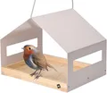 Produktbild: WONDERMAKE Vogelhaus wetterfest zum Aufhängen, Metall Vogelfutterhaus groß Vogelhäuschen, Design Futterhaus für Wildvögel aus Edelstahl und Holz, hängend