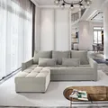 Produktbild: Masseno Ecksofa KOS PIK mit Schlaffunktion L-Form, Sofa mit Bettkasten, Wohnzimmersofa, Couch, Soffa, Bettsofa, Couchgarnitur- Beige, PAROS 02