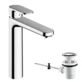 Produktbild: hansgrohe Vernis Blend - Waschtischarmatur mit Zugstangen-Ablauf, Wasserhahn Bad mit Auslauf Höhe 190 mm, Mischbatterie Waschbecken wassersparend (EcoSmart), Chrom, 71552000