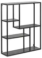 Produktbild: AC Design Furniture Jörn Asymmetrisches Wandregal mit 4 Ablagen, H: 91 x B: 75 x T: 20 cm, Schwarz Esche Optik/Schwarz, Holz/Metall, 1 Stk.