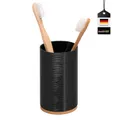Produktbild: bremermann Zahnputzbecher Segno aus Bambus und Kunststoff // Utensilienständer // Mundspülbecher (Schwarz)