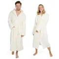 Produktbild: Blumtal Bademantel Bademantel Damen und Herren - kuschelig weicher Fleece Bademantel, mit Kapuze & Fronttasche weiß M