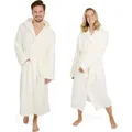 Produktbild: Blumtal Bademantel Damen und Herren - kuschelig weicher Fleece Bademantel mit Kapuze & praktischen Fronttaschen, ® , Größe M, Farbe Weiß - Weiß - M