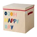 Produktbild: LIFENEY Aufbewahrungsbox mit Deckel und Happy Day I Spielzeugbox mit Motiv passend für Würfelregale I Ordnungsbox für das Kinderzimmer I Aufbewahrungskorb Kinder