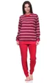 Produktbild: Normann Pyjama Damen Frottee Schlafanzug lang, Pyjama mit Bündchen in Streifen-Optik
