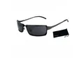 Produktbild: Rennec Sonnenbrille Herren Schmal Rechteckig Metallbrille aus Edelstahl Gläser Schwarz Getönt, Edelstahl Federscharniere