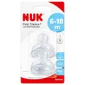 Produktbild: NUK First Choice+ Anti-Colic-Trinksauger Silikon | kiefergerechte NUK Form | Größe 2 (6-18 Monate) M für Milch | 2 Stück