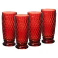 Produktbild: Villeroy & Boch Boston Coloured Longdrinkgläser Red 4er Set, 400 ml, Farbige Trinkgläser mit Facettenmuster, Kristallglas für Cocktails, Spülmaschinengeeignet, Rot