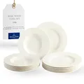 Produktbild: vivo - Villeroy & Boch Group - Basic White Tafelservice 12 Teilig Weiß, Teller Set, Weißes Geschirr, Geschirrset 6 Personen, Speiseteller, Suppenteller, Spülmaschinenfest, Premium Porzellan