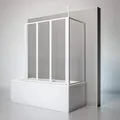 Produktbild: Schulte D1603 04 50 Duschwand für Badewanne Well mit Seitenwand, 129 x 140 x 75 cm, 3-teilig faltbar, 3 mm Sicherheitsglas Klar hell, alpinweiß, Duschabtrennung