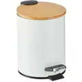 Produktbild: Relaxdays Bad Mülleimer 3 l mit Bambusdeckel Weiß,Hellbraun