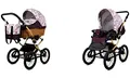 Produktbild: BabyLux ALU 2in1 Kinderwagen für Kleinkinder – Kinderwagen für Neugeborene und Kleinkinder – Baby Neugeborenen Kinderwagen – 59x105x125cm – Max. 15kg – Maroon Flowers Gold Frame