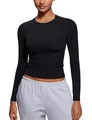 Produktbild: Damen Softembrace Langarmshirts Basic TShirt Lightweight Y2K Langarm Crop Top...