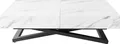 Produktbild: Couchtisch Höhenverstellbar und Ausziehbar Cavetta U in Marmoroptik Weiß - Wohnzimmertisch Esstisch Multifunktionstisch mit Schwarzem Metallgestell 120-200/80/27-76 cm - Marmor Weiß