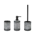 Produktbild: WENKO Bad Accessoire Anfo Grau Seifenspender Zahnputzbecher WC Garnitur 3.tlg