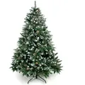 Produktbild: Yorbay Künstlicher Weihnachtsbaum Künstlicher Tannenbaum mit Schnee, Kiefernzapfen, mit Ständer, Weihnachtsbaum Christbaum für Weihnachten-Dekoration grün 150 cm